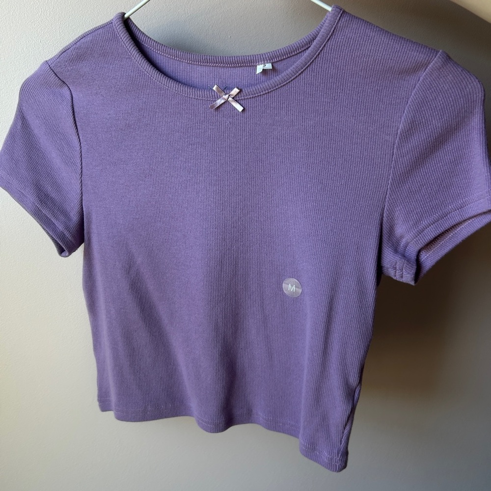 PacSun Purple bow Crop Top baby tee
